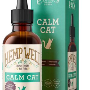 Hemp Well Calm Oil for Cats – Natural Calming Aid for Anxiety, Travel & Stress – Supports Relaxation, Reduces Unwanted Behavior & Grooming Issues – Organic Hemp Formula – 2 oz