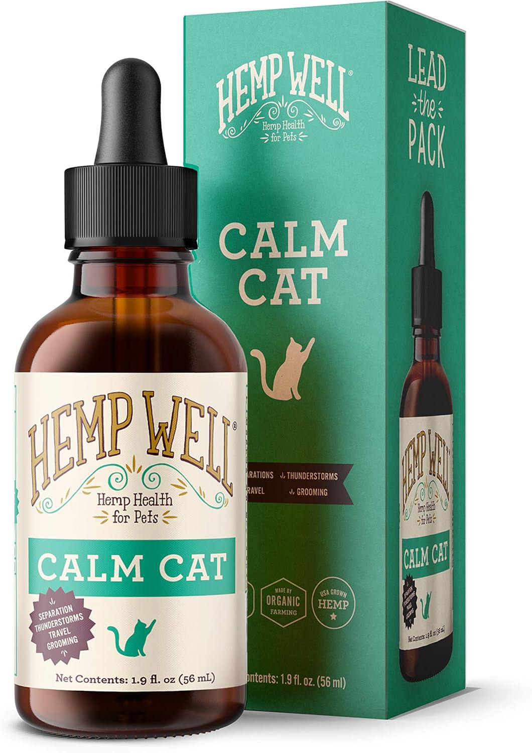 Hemp Well Calm Oil for Cats – Natural Calming Aid for Anxiety, Travel & Stress – Supports Relaxation, Reduces Unwanted Behavior & Grooming Issues – Organic Hemp Formula – 2 oz