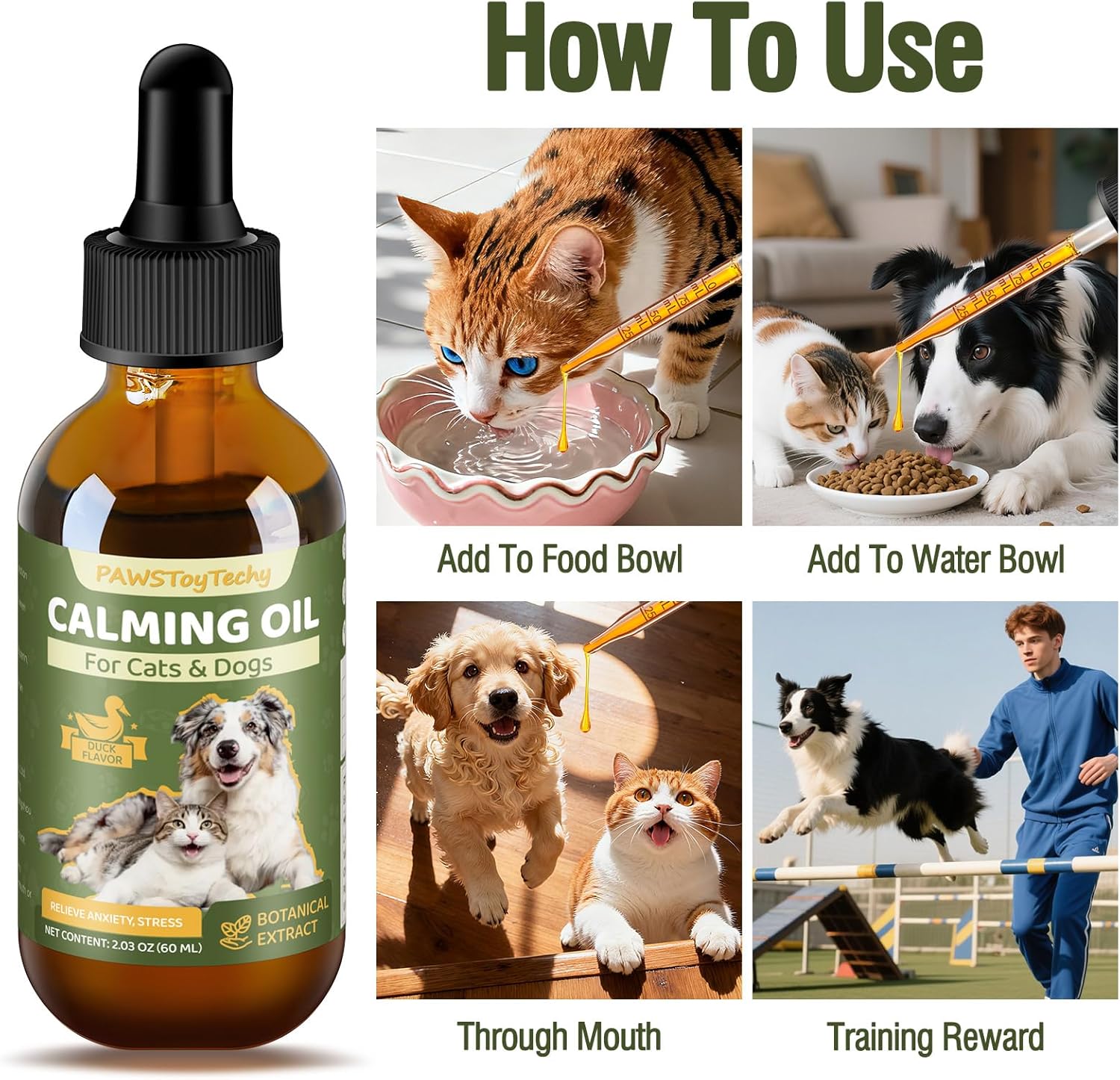 Calming Oil for Dogs & Cats, Relief Stress for Dogs, Reduces Conflict Between Cats Effective Anxiety Relief for Cats 60ml (B) - Image 6