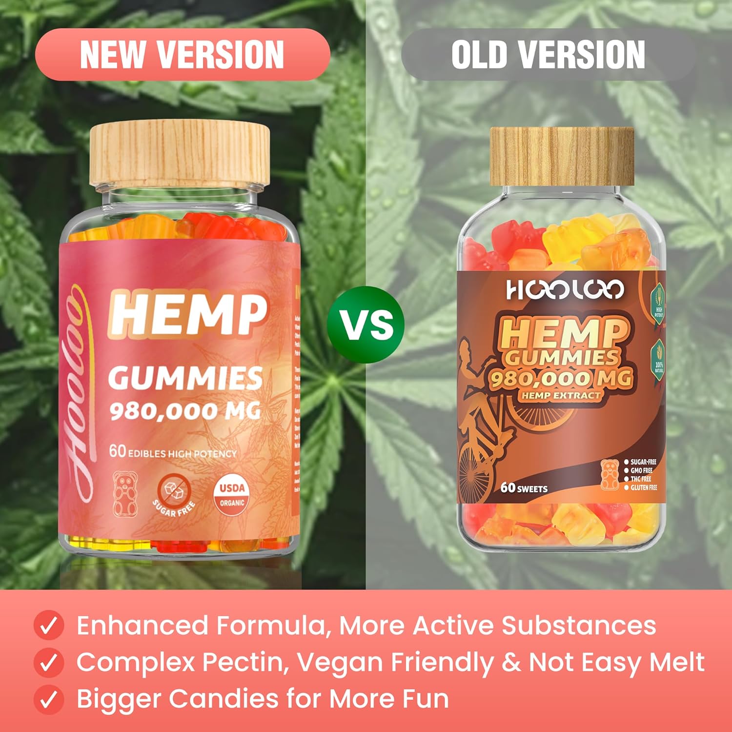 HOOLOO Hemp Gummies 980,000 Fruity, Bears Sugar Free Hemp Gummy for Adults, Made in USA - Image 5