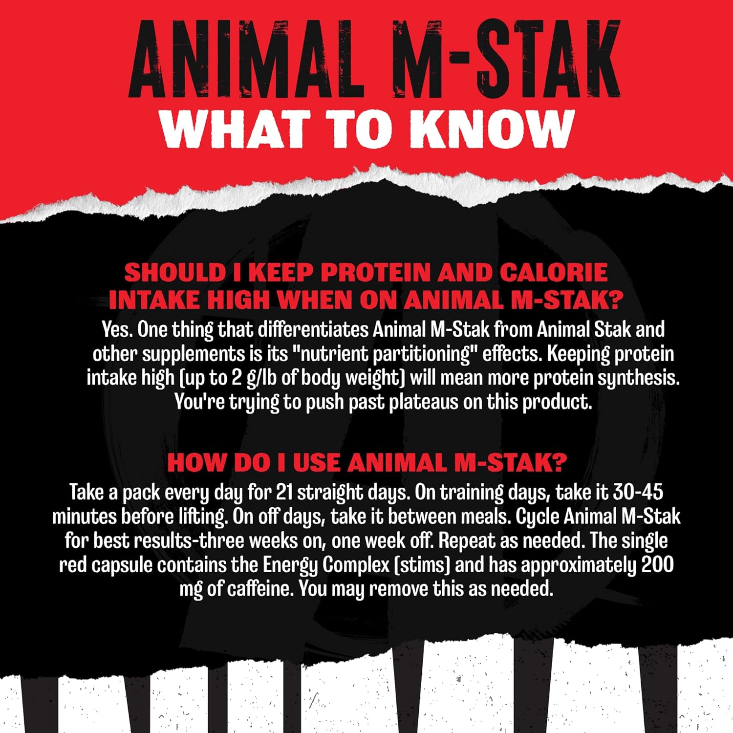 Animal M-Stak - Muscle Builder and Anabolic Mass Gainer Supplement for Bodybuilding - Lean Muscle Growth, Amino Complex and Pre Workout Energy, 21 Packs - Image 3