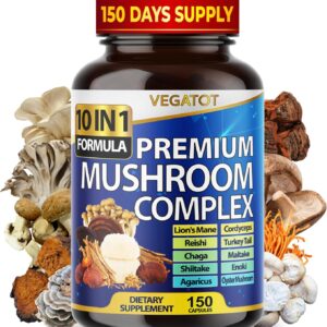 10 in 1 High Strength Mushroom Supplement - Lions Mane, Cordyceps, Reishi - Brain Supplements for Memory and Focus