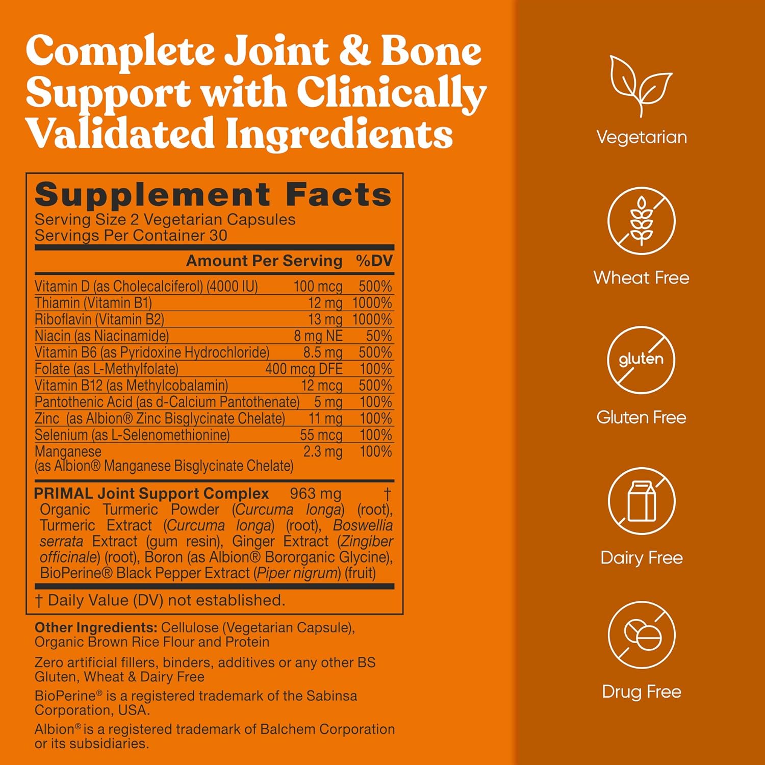 Primal Joint & Mobility Support - Advanced Joint Support Supplement for Women and Men - Turmeric, Boswellia, Ginger and Boron for Whole-Body Flexibility, Joint Health & Comfort - 60 Veg Soft Capsules - Image 5