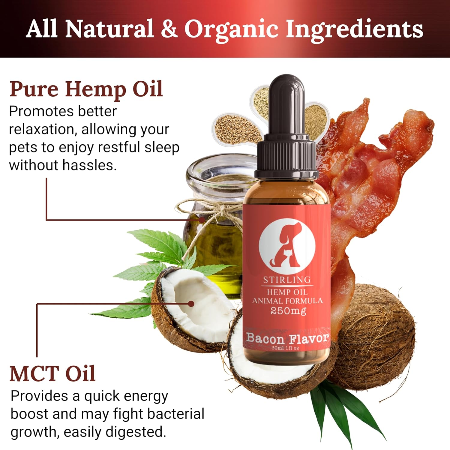 Stirling Powerful Hemp Oil for Dogs and Cats - Helps Relieve Pain and Sore Muscles - Reduces Dog and Cat Separation Anxiety - Calming - Relief - No Drowsiness - 250mg - Image 2
