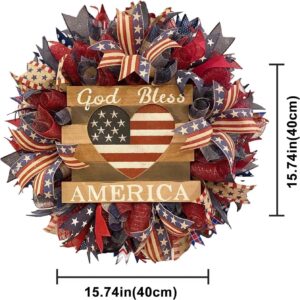 250th Anniversary Patriotic Wreath, Red White and Blue Wreath All-Weather Farmhouse Outdoor Holiday Decoration, Memorial Wreaths 3D Eagle Wreaths for Front Door (D)