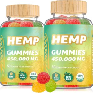 HOOLOO Hemp Gummies 450,000mg for Deep Sound Bedtime Support and Discomfort Relief, Fruity Hemp Gummy Infused Omega 3, Vitamins, Made in USA