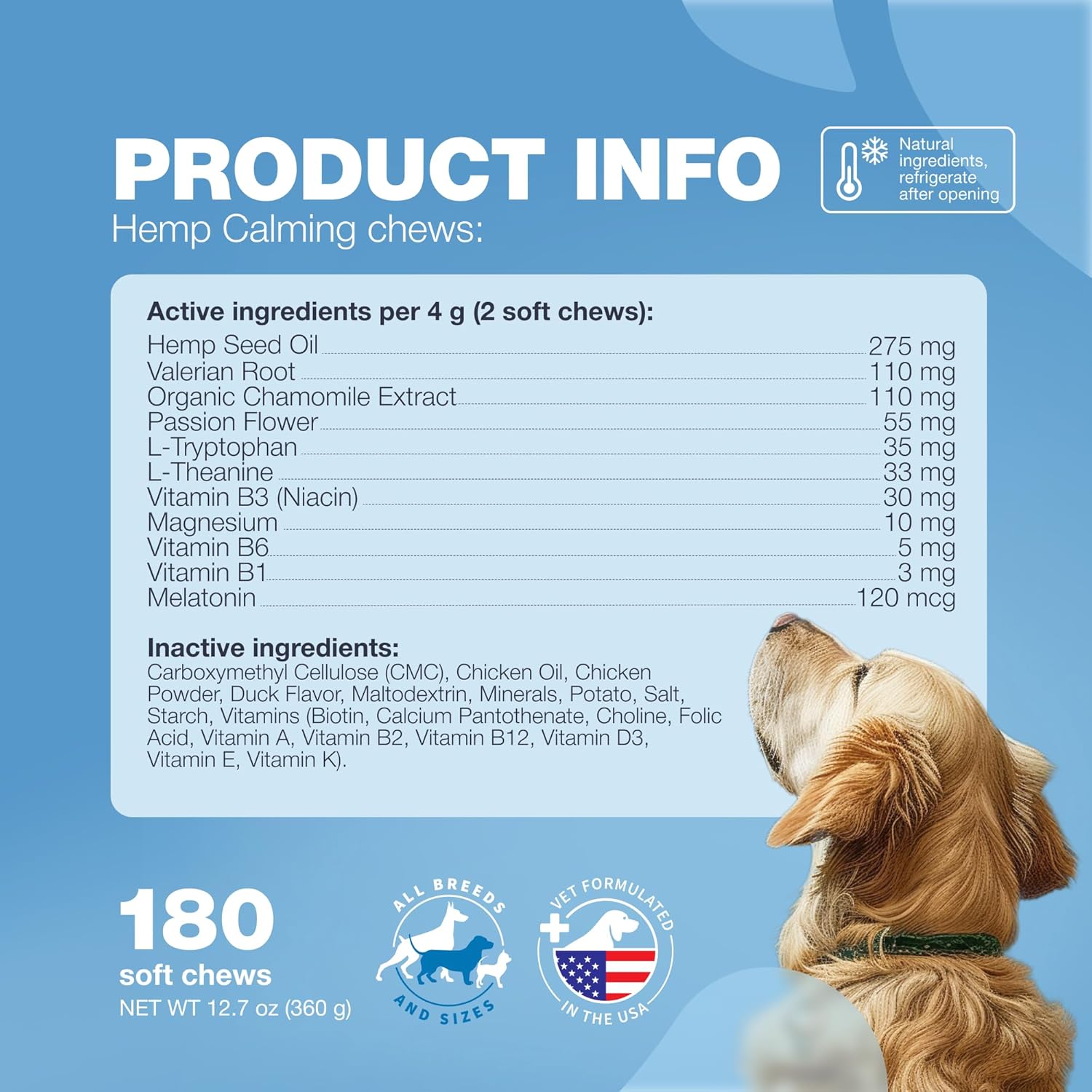 Hemp Calming Chews for Dogs Anxiety - Dog Calming Treats with Melatonin, Valerian Root, Chamomile Extract & Vitamin B Complex - Canine Chews for Vet Visits, Grooming, Travel, Thunderstorms, Fireworks - Image 7