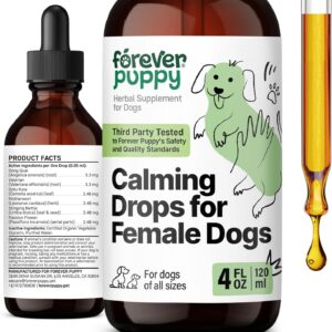 Forever Puppy Calming Drops for Female Dogs - Liquid Valerian Root & Passion Flower Extract for Female Pets' Composure - Relaxation & Mood Support Supplement for Dogs of All Breeds & Sizes - 4 oz