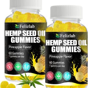 Hemp Seed Oil Gummies, Organic Raspberry-Shaped Gummies-120 Count (Pineapple Flavor)