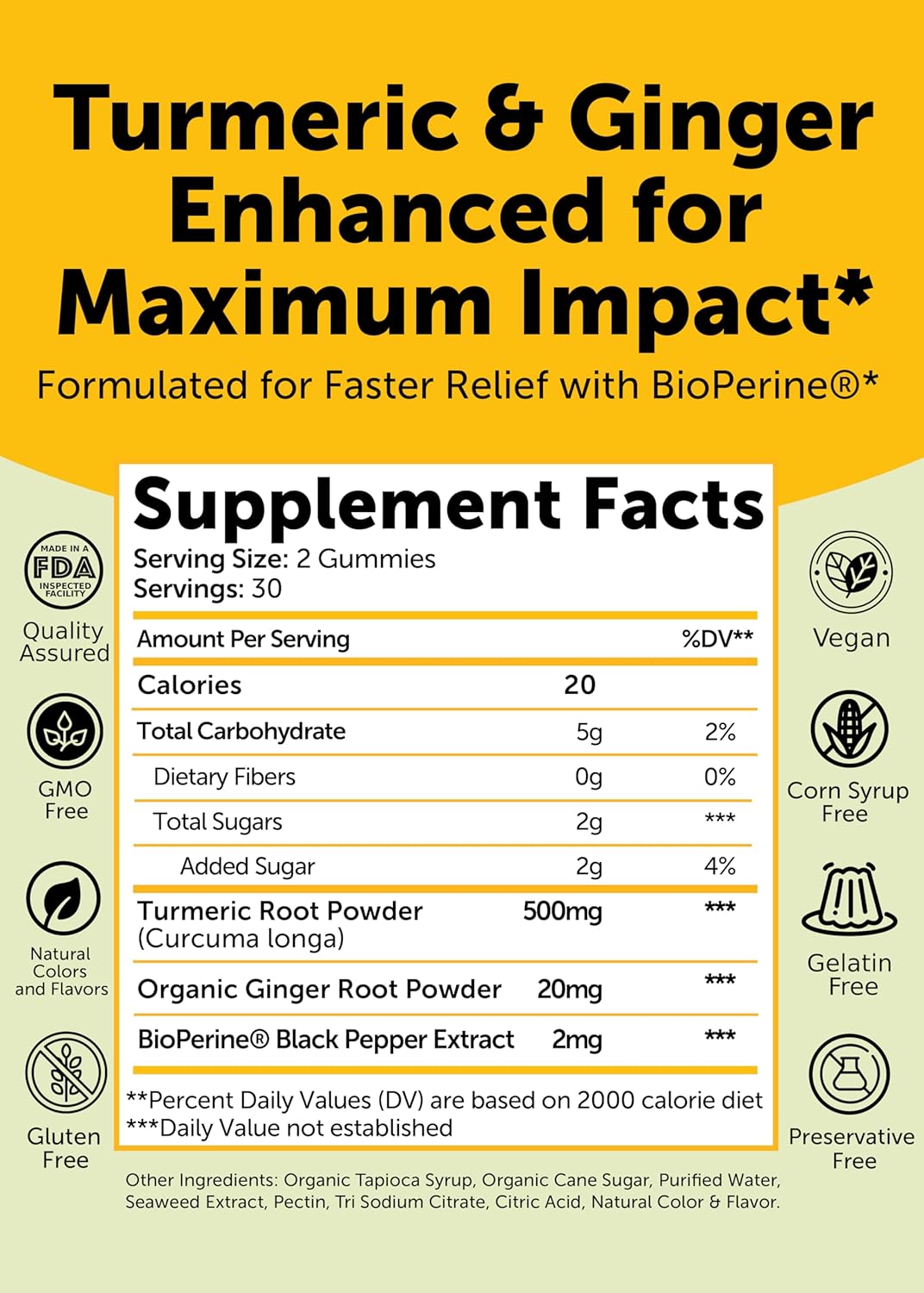 Lunakai USA Made Turmeric and Ginger Supplement Gummies 500mg with Black Pepper – High Absorption Curcumin Turmeric Gummies for Joint Comfort, Daily Immune Support, Non-GMO, 60ct - Image 5