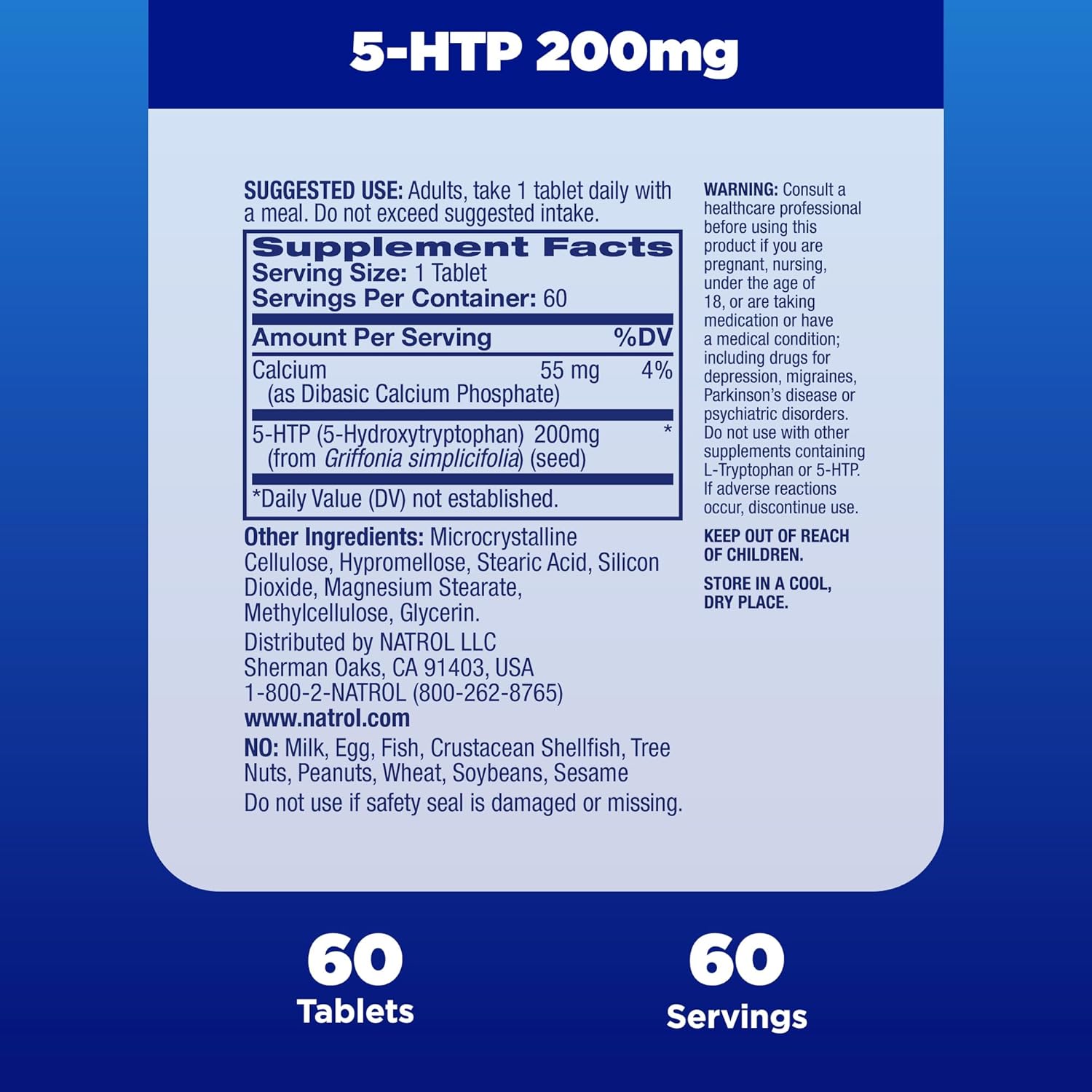 Natrol 5-HTP 200mg Dietary Supplement to Support a Balanced Mood, 60 Time Release Tablets, 60 Day Supply - Image 5