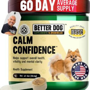 Better Dog Supplements Calm Confidence by Cesar Millan Natural Brain Support & Dog Cognitive Supplement – Energy, Vitality & Focus Supplement with Ashwagandha & Other Herbs – 4oz (60-Day Supply)