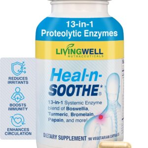 HEAL-N-SOOTHE Proteolytic Systemic Enzymes – Joint Supplement with Bromelain, Papain, Boswellia – Joint Mobility, Muscle Flexibility, Protein Digestion, Circulatory & Immune Health - 90 Count (1 Pack)