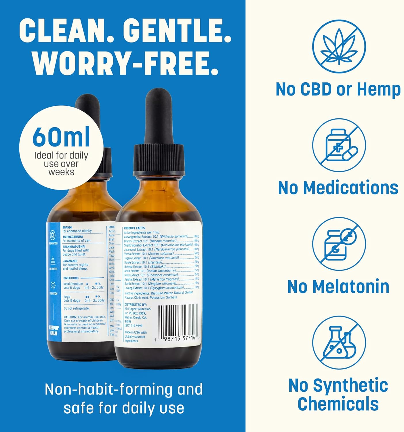 Keepin' Calm Ashwagandha Drops for Dogs & Cats - Calming Aid for Fireworks, Storms, Travel & Separation - Herbal Stress Relief, Non-Drowsy, 60ml - Image 7