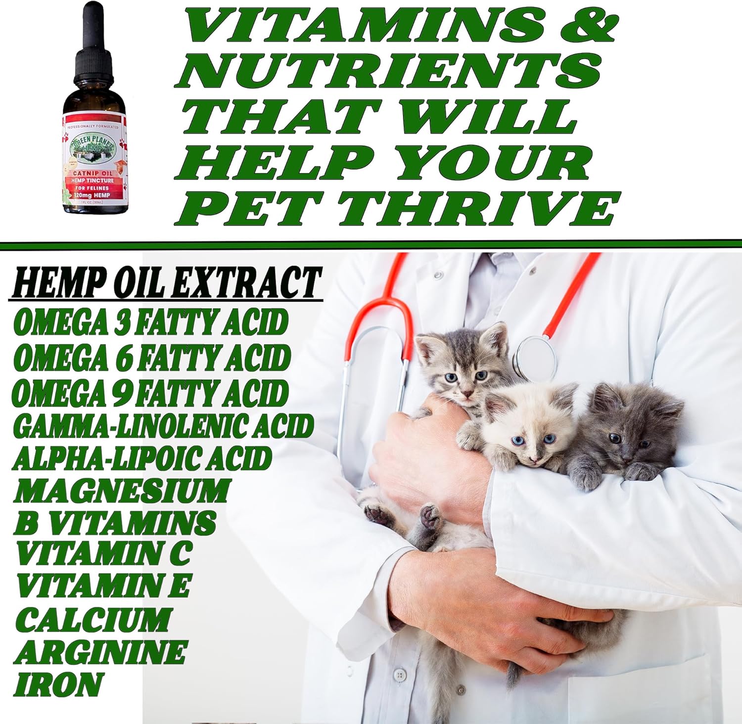 Pet Hemp Oil | Catnip Oil | Dogs and Catsl | Aids with Anxiety, Stress, Pain, Hip, Joint, and Muscle Support for Young to Senior Pets | 120MG Organic Hemp | 100% Natural | Green Planet Hemp - Image 2