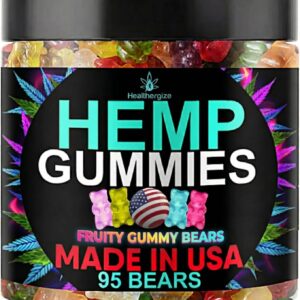 Hemp Gummies Sleep Relaxation Edibles-Natural Fruity Flavors Gummy Bears Candy-Peace and Calm-Made in USA-95 Count