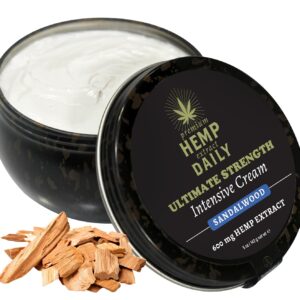 Premium Hemp Extract Daily Ultimate Cream - Menthol, Argan, Jojoba, Rosehips - Lightweight, Fast-Absorbing Moisturizing Topical Lotion with Essential Oils - Sandalwood, Single 5oz
