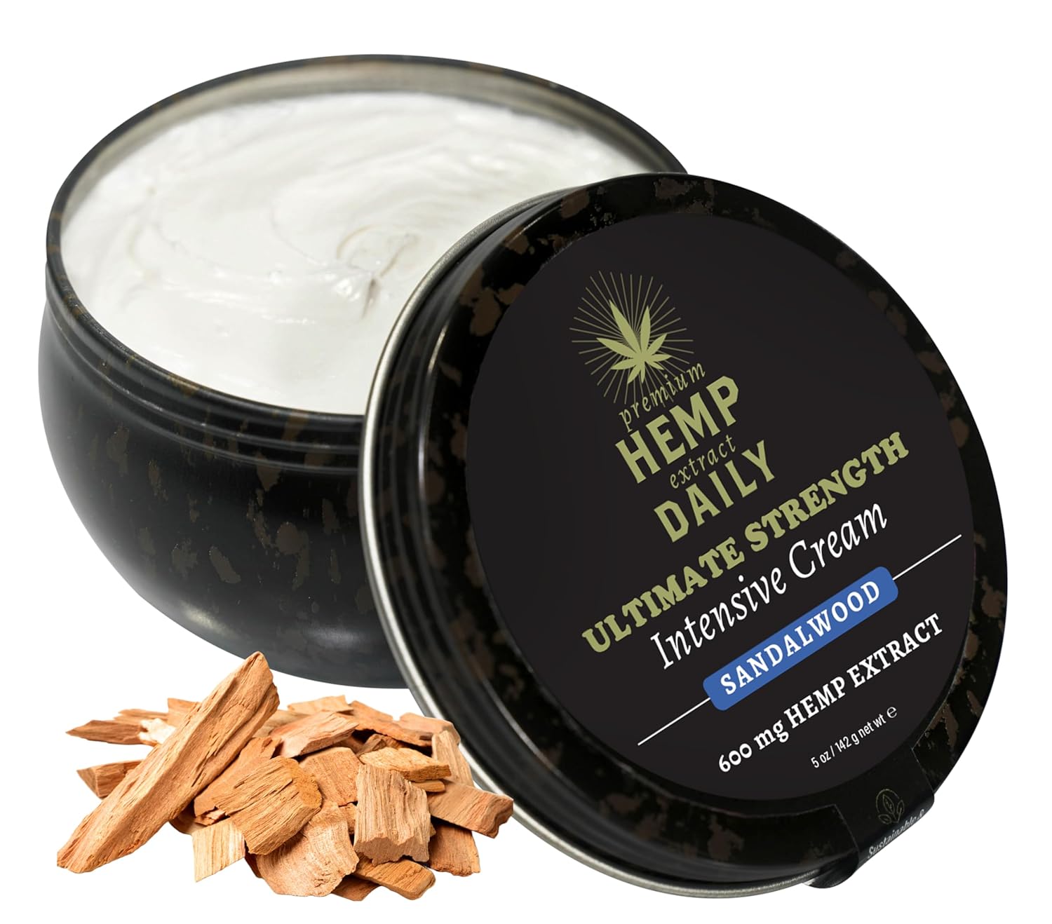 Premium Hemp Extract Daily Ultimate Cream - Menthol, Argan, Jojoba, Rosehips - Lightweight, Fast-Absorbing Moisturizing Topical Lotion with Essential Oils - Sandalwood, Single 5oz