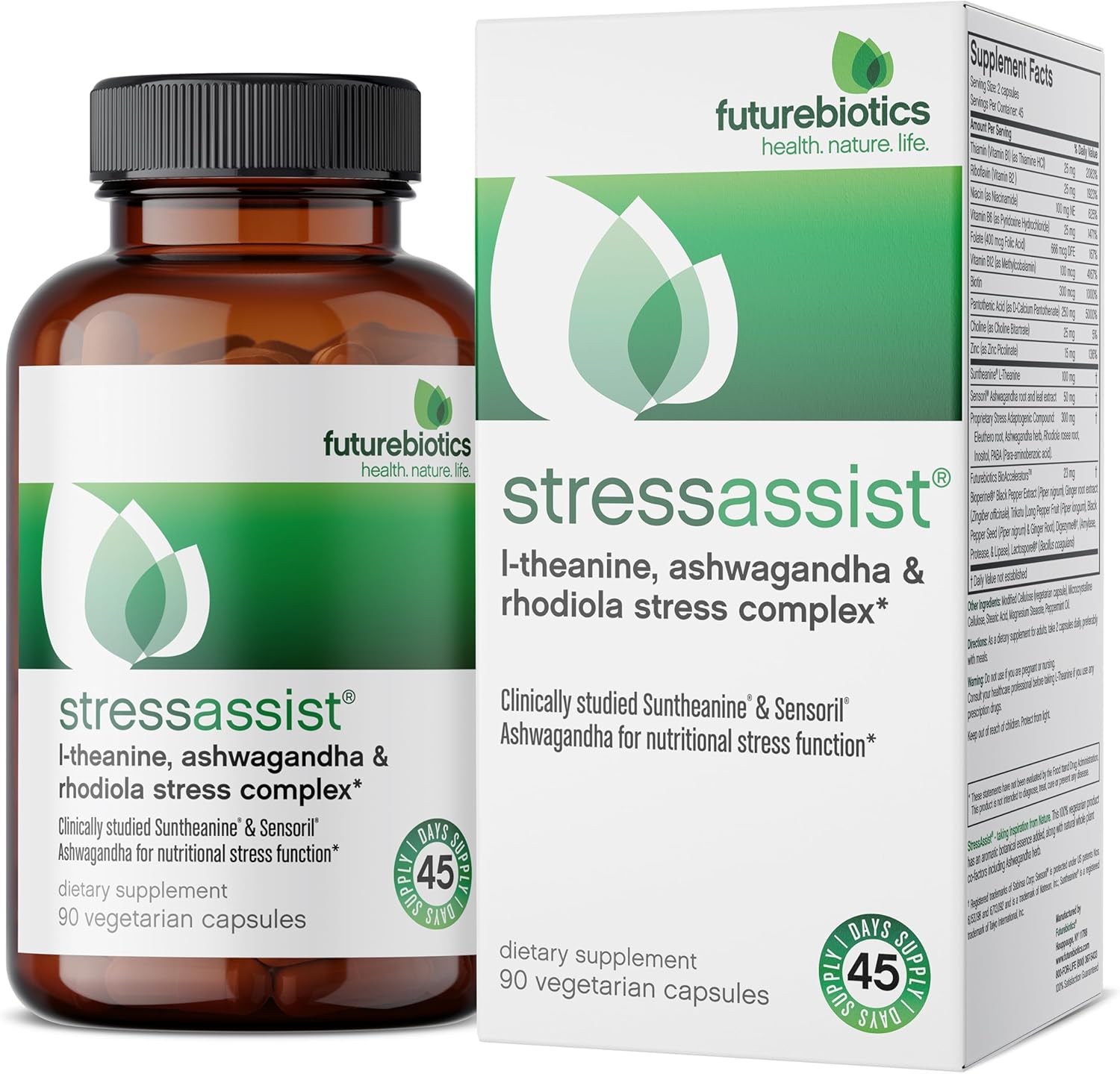 Futurebiotics Stressassist L-theanine Ashwagandha and Rhodiola Rosea Stress Complex - Natural Nutritional Stress Function, 90 Vegetarian Capsules - Image 7