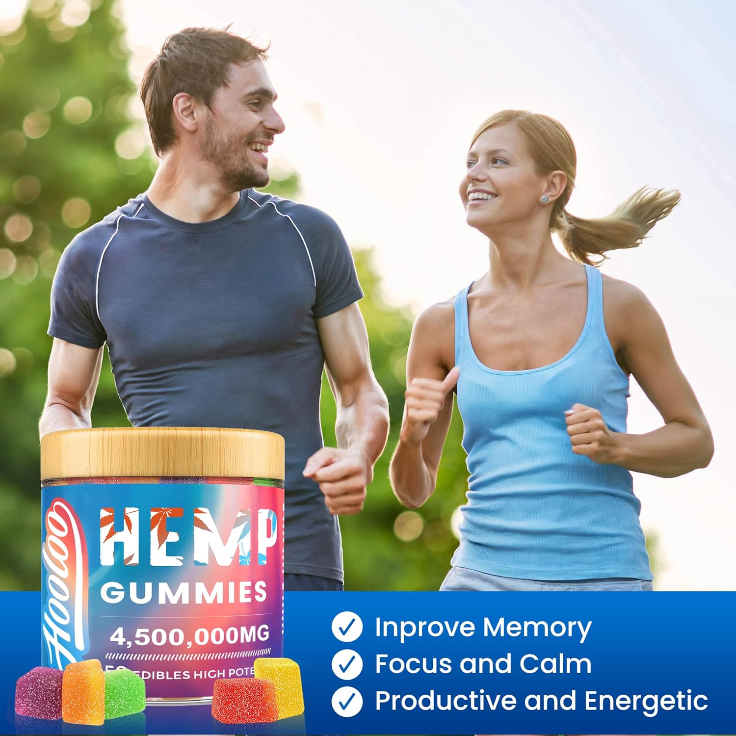 HOOLOO Hemp Gummies for Deep Bedtime Support - 4,500,000MG 2 Packs 6 Fruity Flavors Edibles for Adults - Made in USA - Image 7