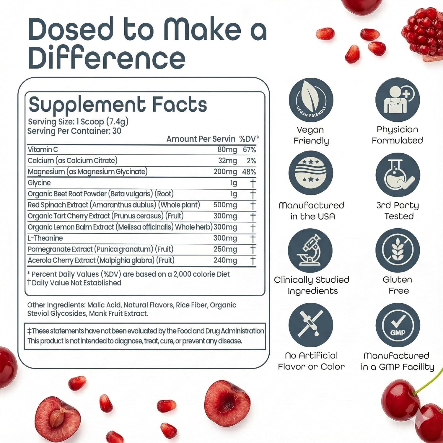 SleepHabits Restore | 30 Nights Magnesium Glycinate Powder Natural Sleep Aid with L-Theanine, Tart Cherry, Beet Root, | Calm Melatonin-Free Deep Sleep Supplement Drink for Recovery & Clear Mornings - Image 2