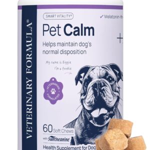 Veterinary Formula Pet Calm 60ct – Vet-Formulated Calming Chews for Dogs with L-Theanine, L-Tryptophan for Behavior Support, Relaxation Treats, Puppy Chews for Stressful Situations, Dog Calming Aid