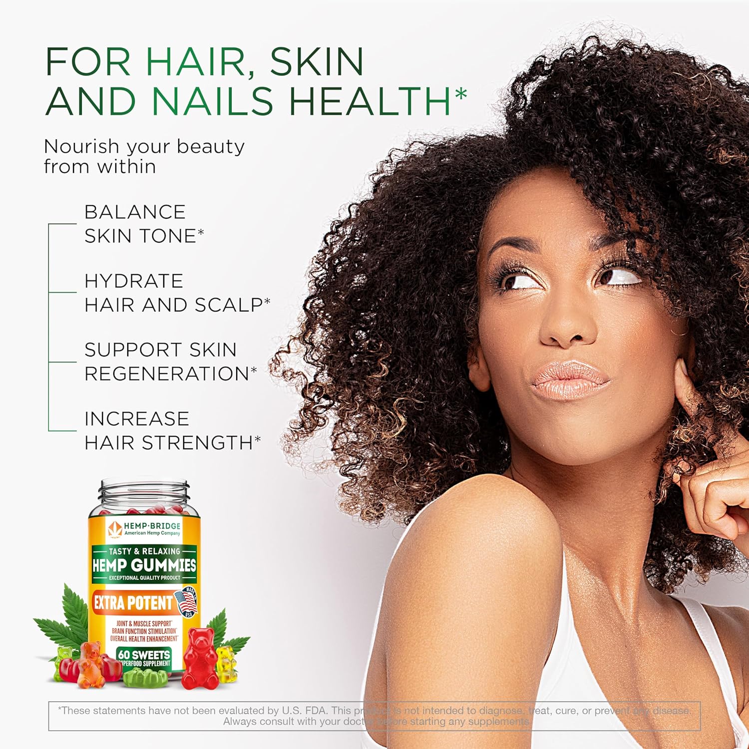 Hemp Gummies for Sleep, Relaxation & Calm - Hemp Oil Gummies with Omega 3 6 9 - Fruity Bear Gummies for Skin, Hair & Nails Support - Made in USA, Non-GMO, 60 Count - Image 5