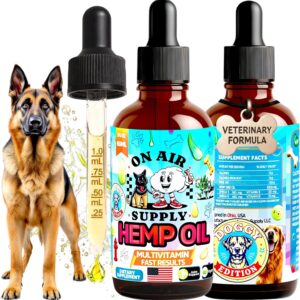 Hemp Oil for Dogs & Puppies - 2 fl oz 60ml | Calming Hemp Extract Drops for Anxiety, Pain & Stress Relief | Sleep, Seizure, Arthritis & Joint Support | Hip Mobility | Non-GMO | Made in USA