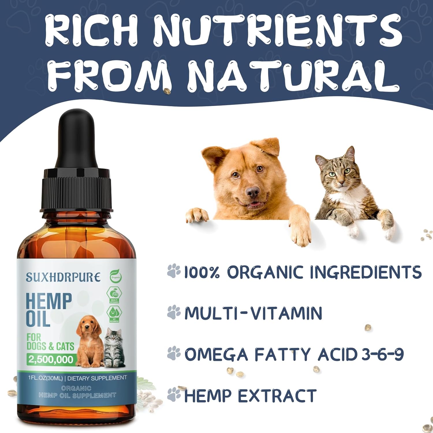 (5 Pack) Hemp Oil for Dogs and Cats - Helps with Anxiety Pain Stress Sleep Arthritis Seizures Relief - Support Hip Joint Health - Hemp Oil Drops Calming Treats - Image 3
