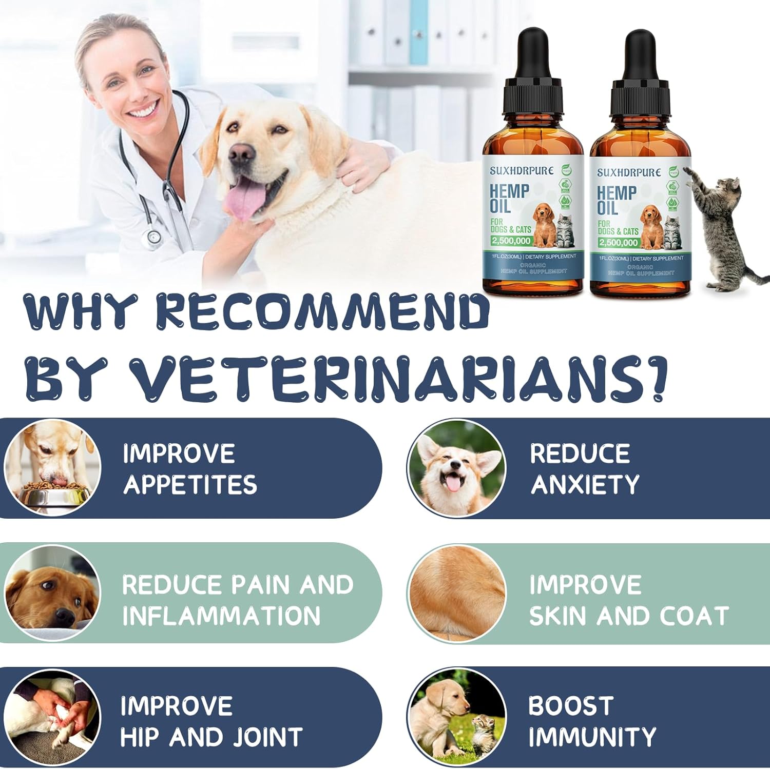 (5 Pack) Hemp Oil for Dogs and Cats - Helps with Anxiety Pain Stress Sleep Arthritis Seizures Relief - Support Hip Joint Health - Hemp Oil Drops Calming Treats - Image 4