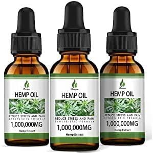 (3-Pack) Hemp Oil Drops Relief Good Mood High Potency Maximum Strength 1000,000 Natural Relax Hemp Oil