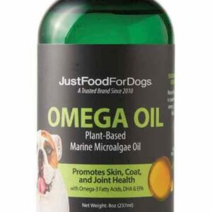 JustFoodForDogs Omega 3 for Dogs, Omega Oil for Dogs, Dog Joint Supplement, Skin and Coat Supplement, Dog Fish Oil Alternative, Human Grade, Vegan, Sustainable & Eco-Friendly - 8 oz
