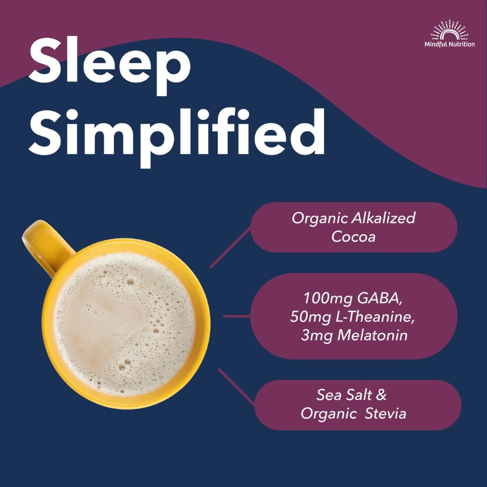 Mindful Evening Sugar Free Cocoa Mix Natural Sleep Aid, 40 Servings, Melatonin 3mg, L-Theanine, GABA Supplements, Natural Calm Sleep Support Stress Relief Calm Sleepy Cocoa Nighttime Hot Chocolate - Image 3