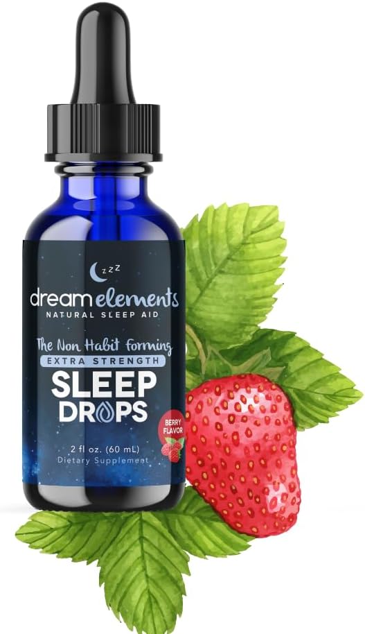 Liquid Sleep Drops – Extra Strength Natural Sleep Aid with Melatonin, L-Theanine, Valerian, and Magnesium – Fast-Acting, Non-Habit Forming, Berry Flavor, 2oz