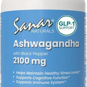 Sanar Naturals Ashwagandha 2100 mg - Stress & Mood Support Supplement - Promotes Calm, Focus and Sustained Energy - Non-GMO, Vegan, 120 Capsules