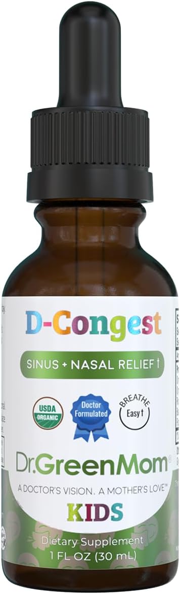 Dr. Green Mom D-Congest Kids - Organic Kids Sinus Support Drops | Drug-Free Herbal Supplement for Children's Stuffy Nose, Nasal & Respiratory Health | USDA Organic, Non-GMO - Image 8