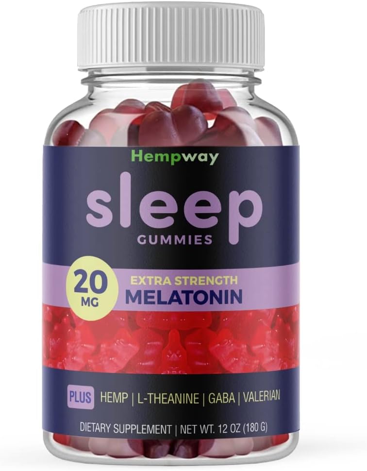 Melatonin 20mg | May Help Falling Asleep Faster & Staying Asleep Longer | with Hemp, GABA, Valerian, Lemon Balm, Melatonin | Sugar-Free Vegan 60 Gummies