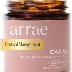 Arrae Calm Cortisol Manager - 60 Stress & Panic Relief Capsules - Mood Support Supplement w/L-Theanine, Inositol, Passionflower, & Magnesium to Help You Feel Zen
