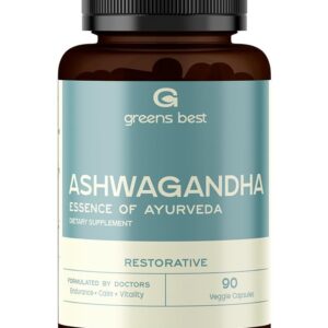 GREEN'S BEST Ashwagandha Capsules – Stress & Mood Support, Energy & Relaxation – Organic Adaptogen Supplement for Calm & Focus – 90 Vegan Capsules