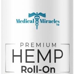 Medical Miracles New Hemp Oil Roll On - Ideal for Muscles, Hips, Joints, Neck, Back, Elbows, Fingers, Hands, and Knees (3000mg Roll-On)