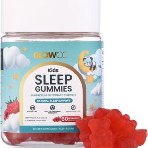 GLOWCO Magnesium Glycinate Sleep Gummies for Kids 4+ β Melatonin Free, Gentle Calm Magnesium Gummies, Sugar Free, Vegan (Pack of 1)