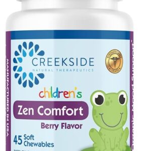 Zen Comfort for Kids, Organic Relaxation Support with 5-HTP, L-Theanine, Passionflower, Zinc, Pediatrician Formulated, Zero Sugar, Vegan, Berry Flavor, 45 Soft Chewables
