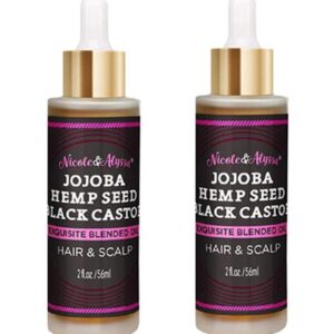 Nicole & Alyssa ] Hair and Scalp Oil 2oz - Blended Oil (Jojoba Oil, Hemp Seed Oil, Black Castor Oil)… (Pack of 2)