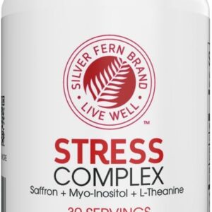 Silver Fern Stress Complex Supplement - with Caffeine - Sleep, Worry, Mood & More - with Saffron Supplements, L-Theanine Supplement, and Myo-inositol - Natural Stress Relief Supplements - 30 Servings