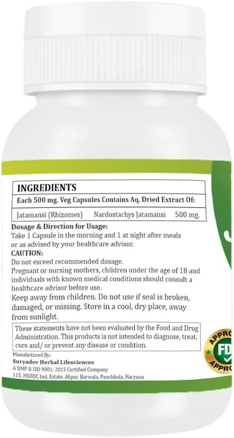 Jatamansi Capsules 500 mg | Pure Nardostachys Jatamansi Extract | Herbal Calming & Relaxation Support | Ayurvedic Wellness Supplement | 60 Vegetarian Capsules | Pack of 1 - Image 2