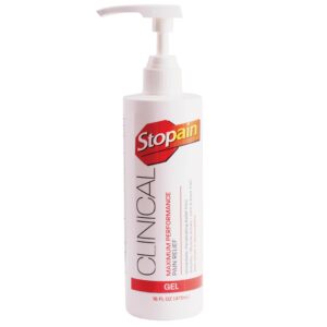 Stopain Clinical Pain Relief Gel 16 oz - Professional Formula for Arthritis, Knee, Back & Muscle Pain - Maximum Strength Gel for Joint & Nerve Pains with 10% Menthol Plus Glucosamine - Made in USA