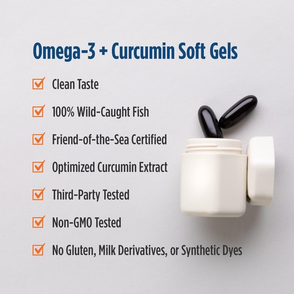 Nordic Naturals Omega Curcumin, Lemon - 60 Soft Gels - 1200 mg Omega-3 + 400 mg Optimized Curcumin - Combats Cellular Stress - Non-GMO - 30 Servings - Image 4