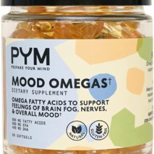 Omega-3 Supplement by PYM for Mood and Emotional Support (60 Count) | Omega-3 Fatty Acids, DHA, EPA & Vitamin E | Non-GMO, Gluten-Free, No Added Sugar