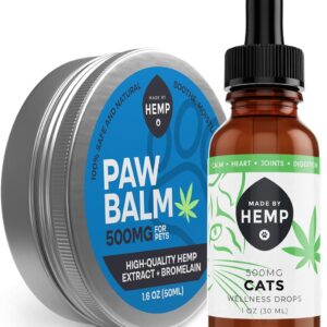 Made by Hemp - Bundle - 500mg Calming Drops for Cats and 500mg Natural Pet Paw Balm