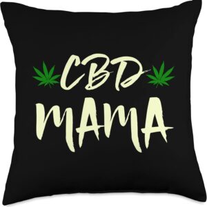 CBD Oil Seller CBD Sales Cannabidiol Hemp Tees Mama Dealer Mother Wife CBD Oil Women's Fun Gift Throw Pillow, 18x18, Multicolor